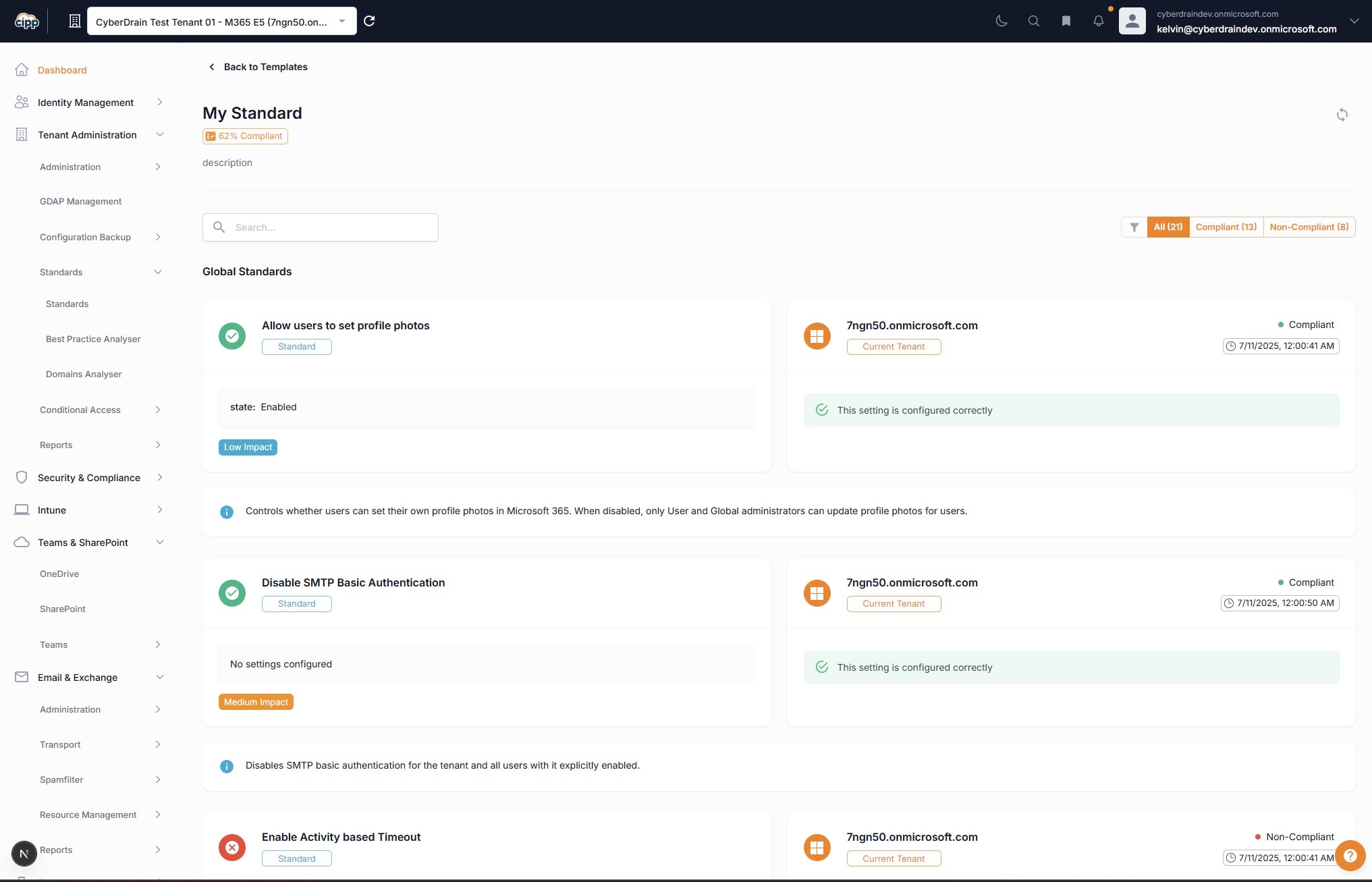 Screenshot of the multi-tenant dashboard