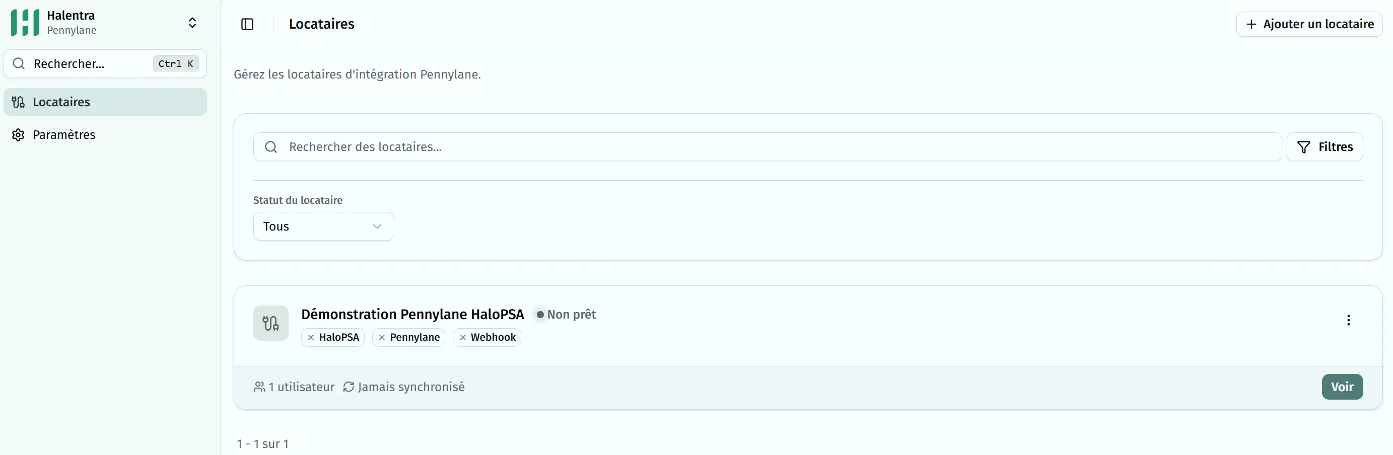 Halentra Pennylane integration console