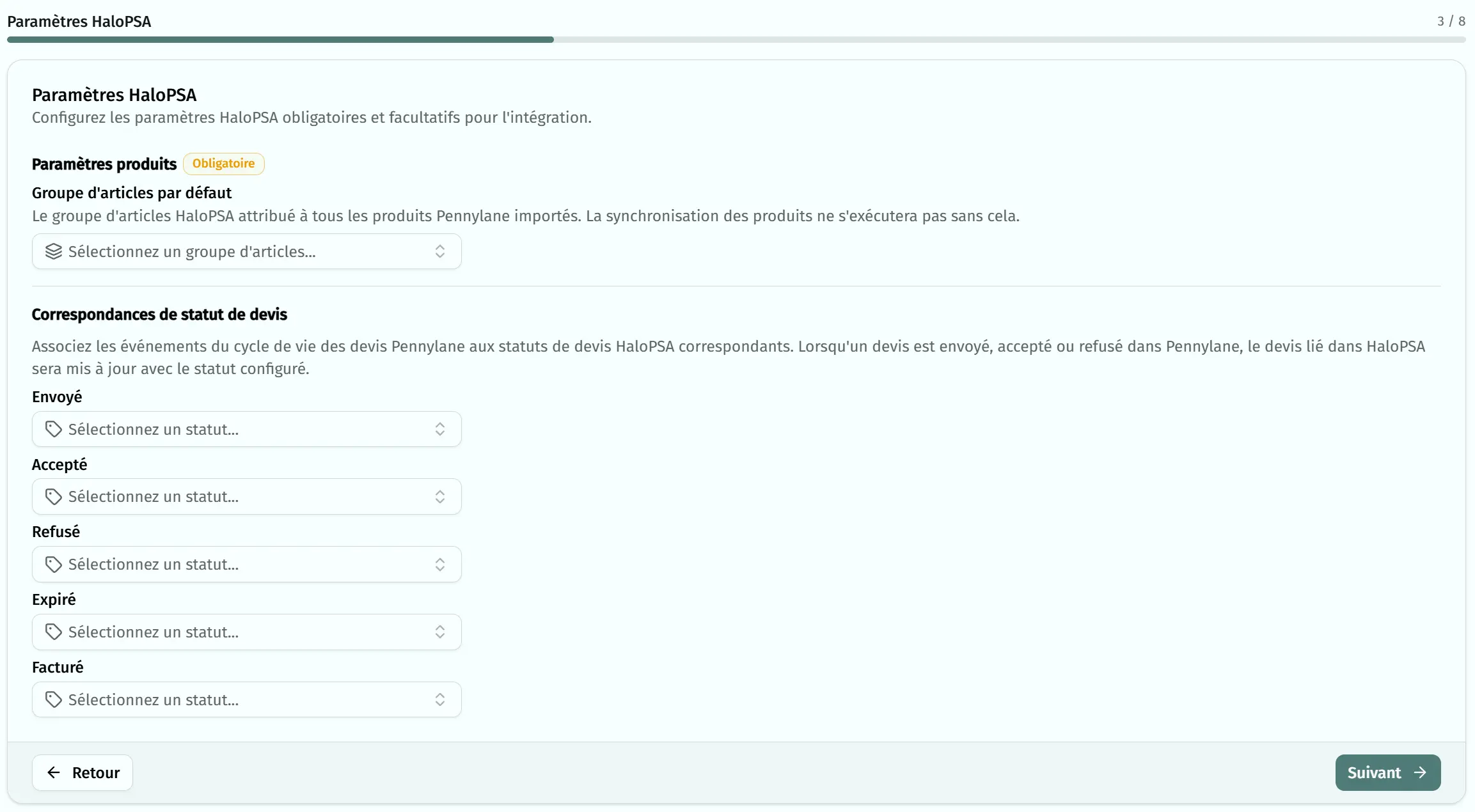Item group and quote status