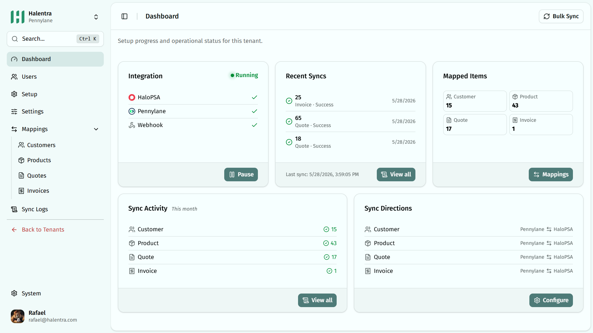 Pennylane Integration Dashboard