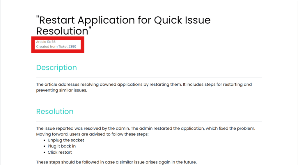 HaloITSM Article Creation