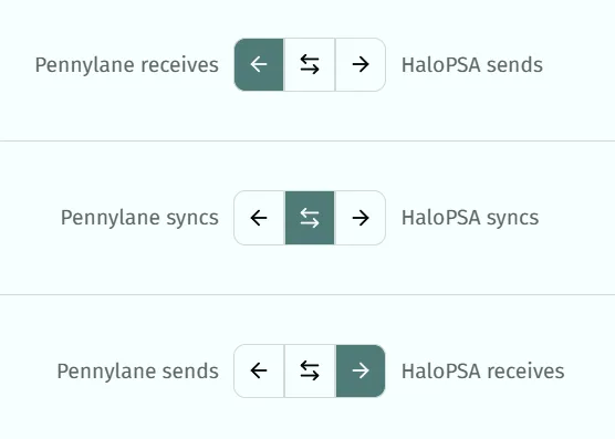Sync direction settings
